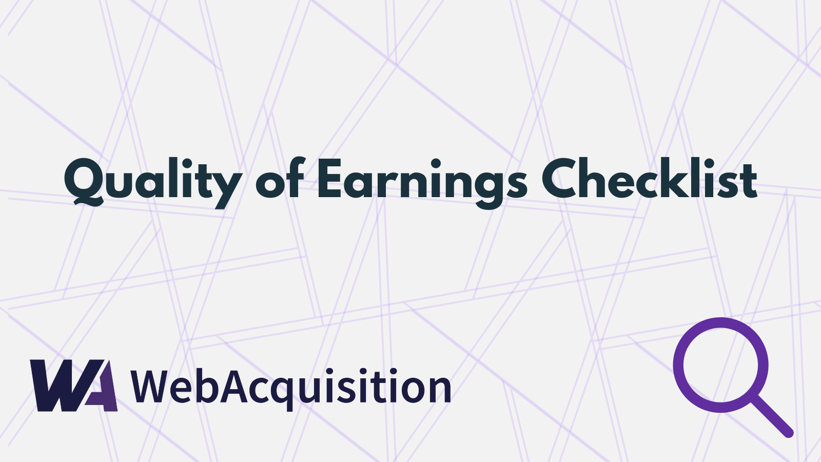 Quality of Earnings Checklist